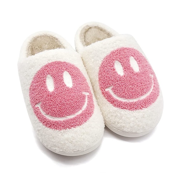 Comfy Pink Smiley Face Slippers - Picture 1 of 6